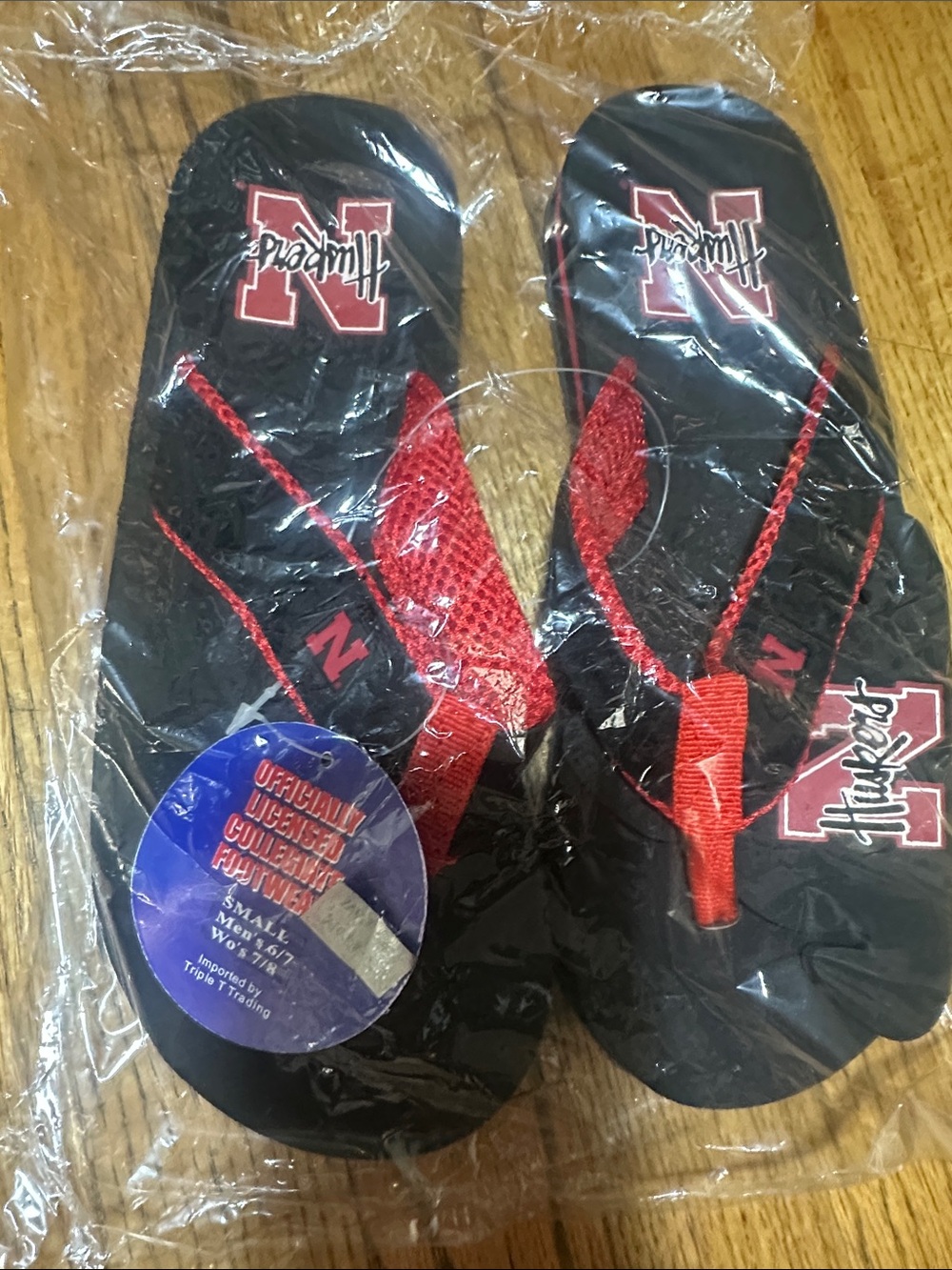 Nebraska Black & Red Flip Flops - Officially Licensed